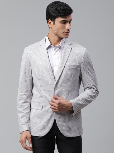 

Blackberrys Men Grey Slim Fit Micro Ditsy Printed Single-Breasted Casual Blazer