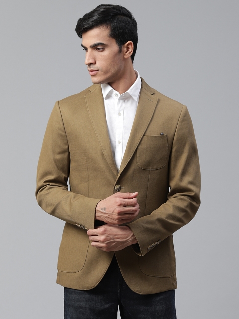 

Blackberrys Men Khaki Solid Slim Fit Single-Breasted Casual Blazer