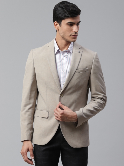 

Blackberrys Men Beige Solid Slim Fit Single-Breasted Smart Casual Blazer