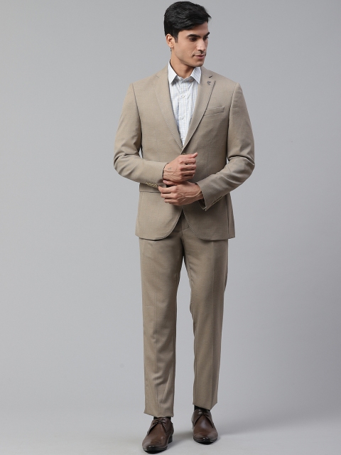 

Blackberrys Men Beige Solid Slim Fit Single-Breasted Formal Suit