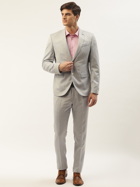 

Blackberrys Men Grey Solid Slim Fit Single-Breasted Formal Suit
