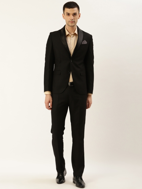 

Blackberrys Men Black Slim Fit Solid Single-Breasted Two-Piece Partywear Tuxedo