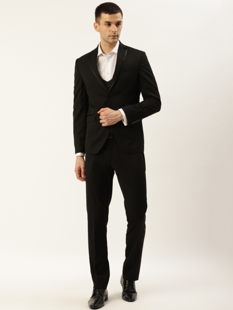 

Blackberrys Men Black Slim Fit Solid Single-Breasted Three-Piece Partywear Tuxedo