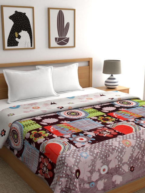 

A Homes Grace Multicoloured Abstract Mild Winter 350 GSM Double Bed Blanket, Multi