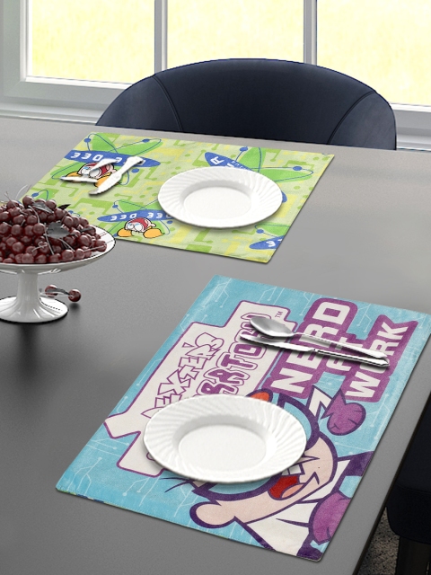 

Saral Home Set Of 2 Green & Blue Doctor Dexter Velvet Dining Table Placemats