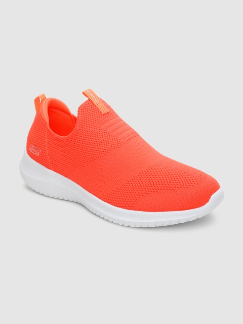 

Skechers Women Coral Orange ULTRA FLEX-FIRST TAKE Slip-On Sneakers