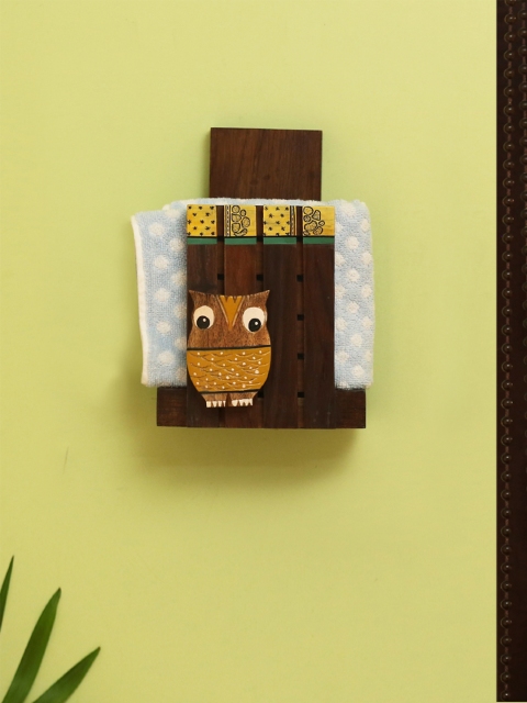 

ExclusiveLane Owl Hen Decorative Wooden Towel Holder, Brown