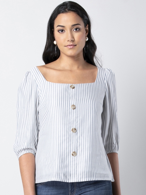 

FabAlley Women Blue Striped Top
