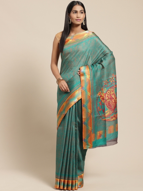 

Vaamsi Green & Beige Ethnic Printed Kota Saree