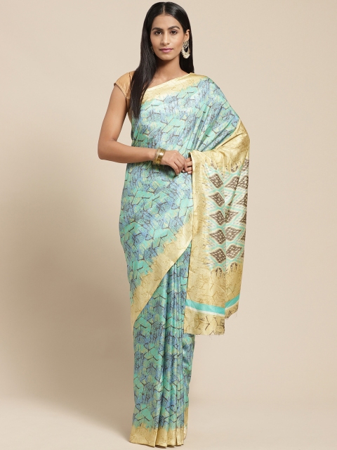 

Vaamsi Green & Blue Printed Mysore Silk Saree