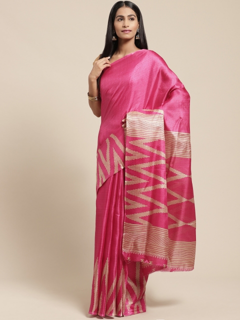 

Vaamsi Pink Solid Bhagalpuri Saree