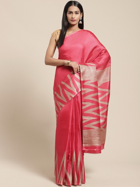 

Vaamsi Red Solid Bhagalpuri Saree