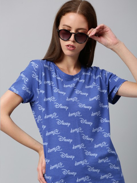 

Kook N Keech Disney Women Blue Printed Round Neck T-shirt