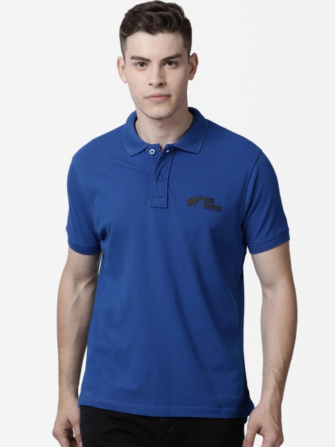 

RUG WOODS Men Blue Printed Polo Collar T-shirt