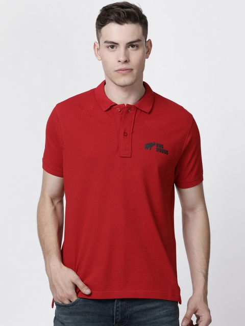 

RUG WOODS Men Red Solid Polo Collar T-shirt