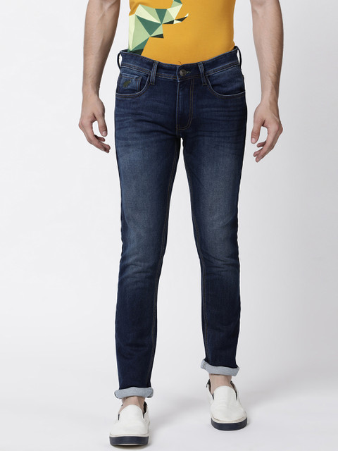 

RUG WOODS Men Navy Blue Regular Fit Mid-Rise Clean Look Stretchable Jeans