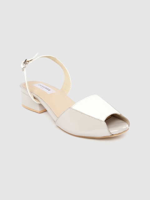

OCEEDEE Women White & Grey Colourblocked Peep Toes