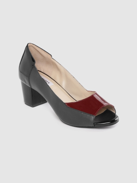 

OCEEDEE Women Black & Burgundy Colourblocked Peep Toes
