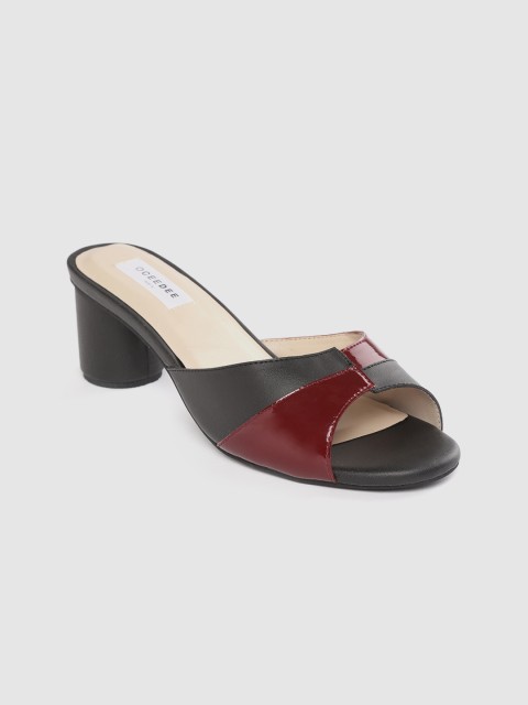 

OCEEDEE Women Burgundy & Black Colourblocked Block Heels