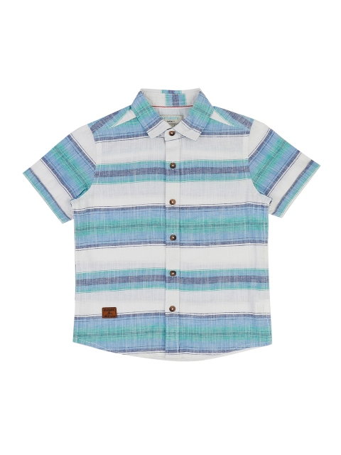 

Pantaloons Junior Boys Blue & White Regular Fit Striped Casual Shirt
