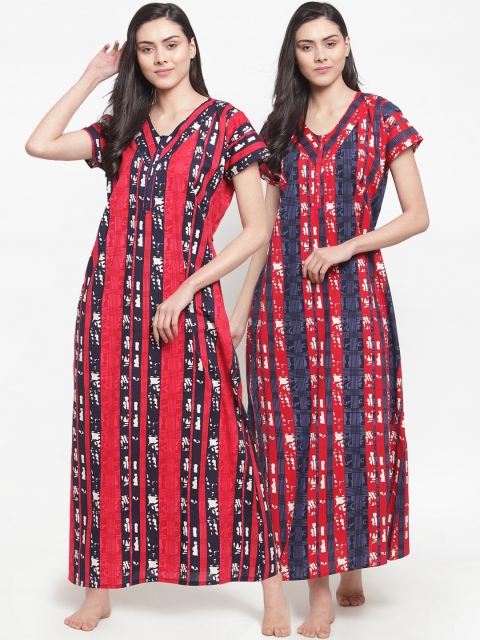 

Secret Wish Pack Of 2 Printed Nightdresses NT-E222-855-857, Red