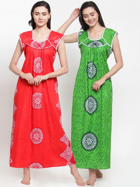 Women Pack of 2 Printed Nightdresses