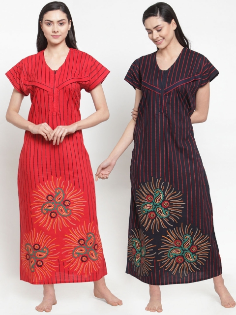 Women Maternity Pack of 2 Printed Nightdresses