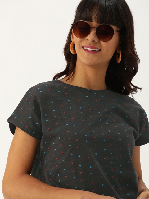 

DressBerry Women Black Printed Round Neck T-shirt