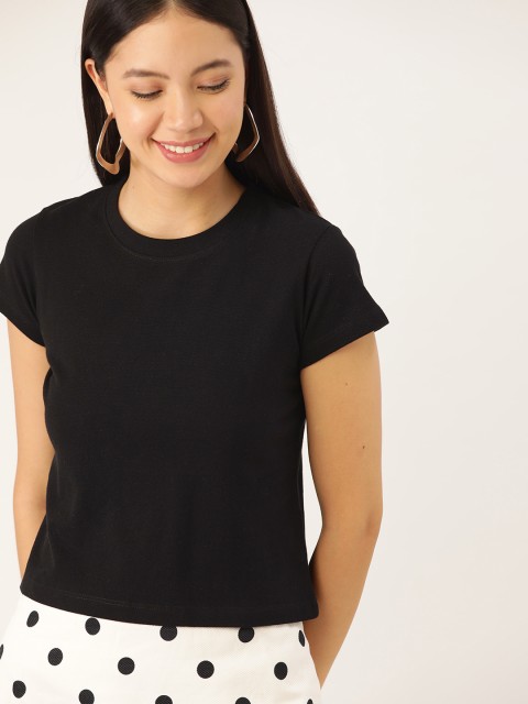 

DressBerry Women Black Solid Round Neck T-shirt