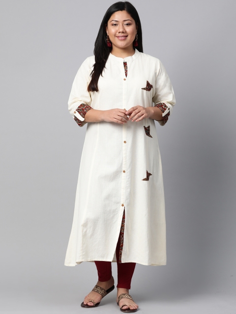 

Divena Women Off-White Solid A-Line Kurta