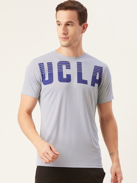 

UCLA Men Grey & Blue Brand Logo Printed Round Neck Running T-shirt