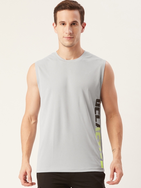 

UCLA Men Grey Solid Round Neck Running T-shirt