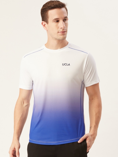 

UCLA Men White & Blue Ombre Effect Round Neck Running T-shirt