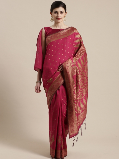 

Saree mall Maroon & Golden Woven Design Banarasi Saree