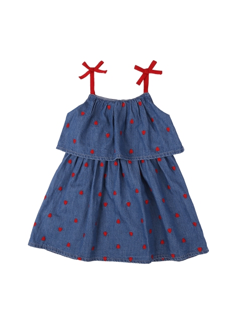 

Pantaloons Baby Girls Navy Blue Polka Dots Printed A-Line Dress