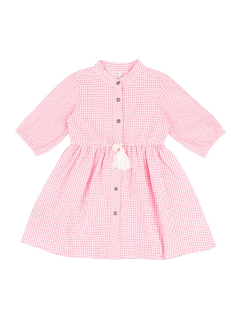 

Pantaloons Baby Infant Girls Pink Checked Fit & Flare Dress