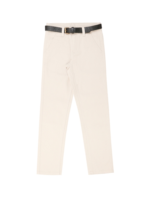 

Pantaloons Junior Boys Beige Regular Fit Solid Regular Trousers