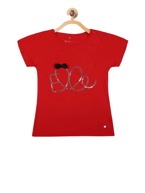 

ELLE Girls Red Embellished Round Neck T-shirt
