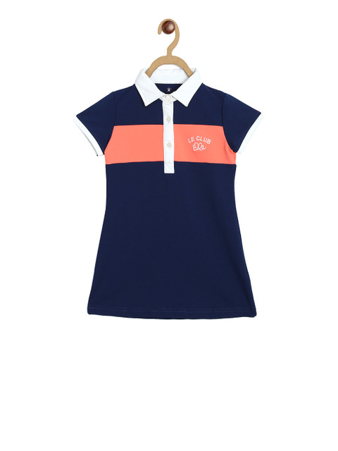 

ELLE Girls Navy Blue Colourblocked T-shirt Dress