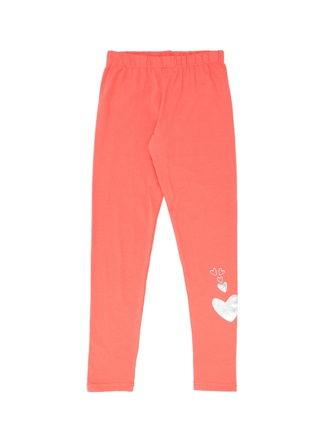 

Pantaloons Junior Girls Coral Orange Solid Slim-Fit Ankle-Length Leggings