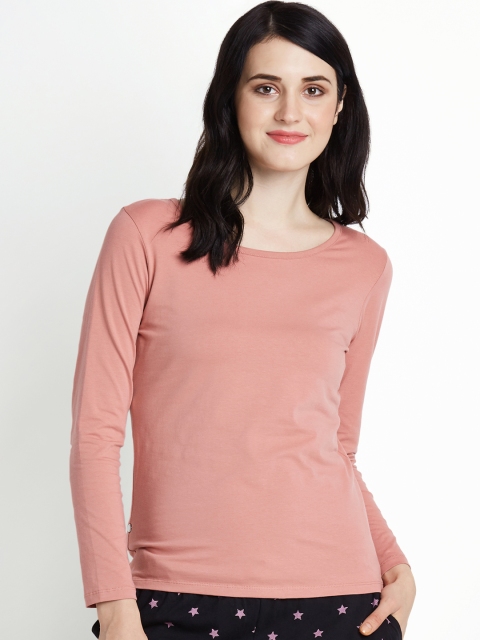 

Dreamz by Pantaloons Women Peach Solid Round Neck T-shirt