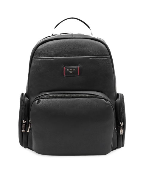 

Da Milano Unisex Black Textured Leather Backpack