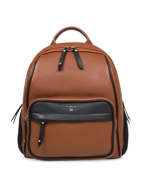 

Da Milano Unisex Brown and Black Colourblocked Leather Backpack
