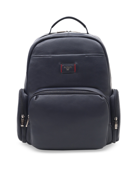 

Da Milano Unisex Navy Blue Solid Leather Backpack