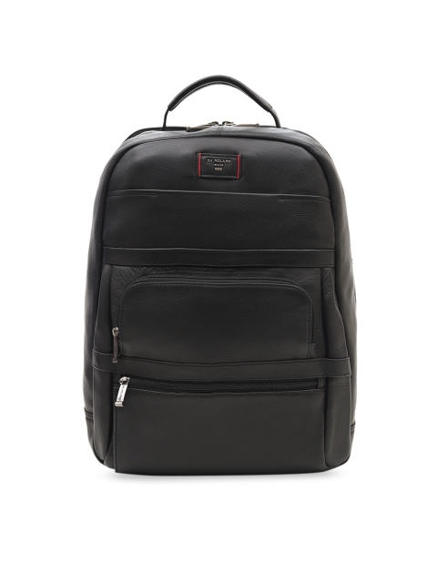

Da Milano Unisex Black Textured Leather Backpack