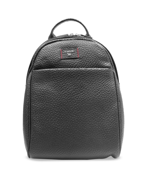 

Da Milano Unisex Black Textured Leather Backpack