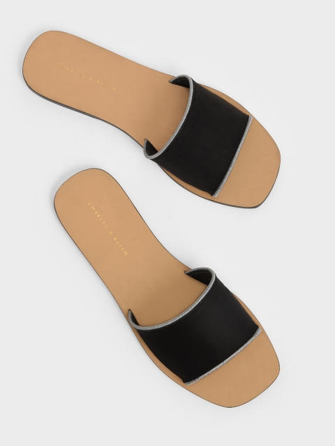

CHARLES & KEITH Women Black Solid Open Toe Flats