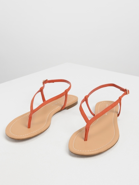 

CHARLES & KEITH Women Red Solid Open Toe Flats