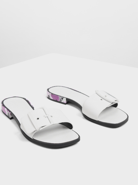 

CHARLES & KEITH Women White Solid Open Toe Flats