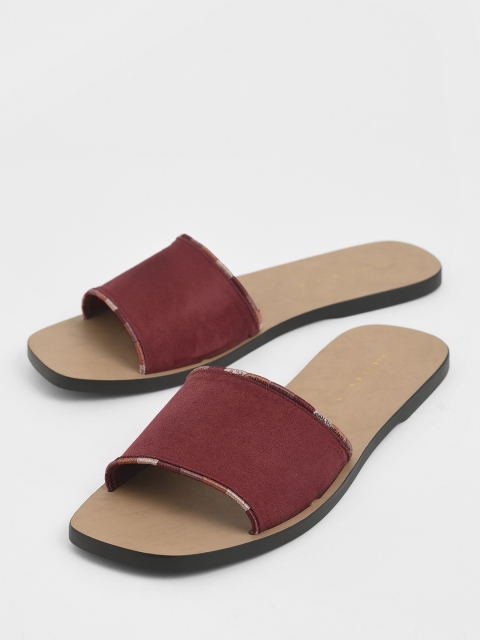 

CHARLES & KEITH Women Maroon Solid PU Open Toed Flats